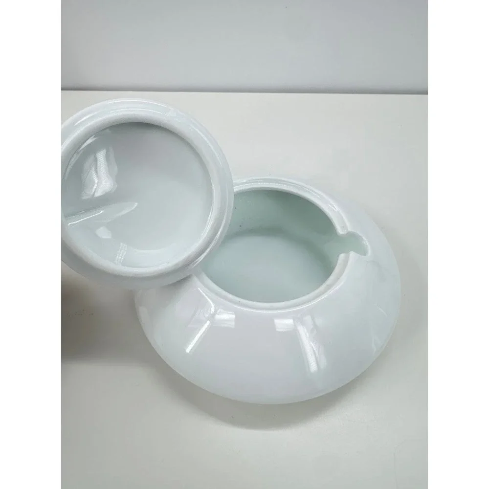 Tempo by Ranmaru UFO Modernist White Ceramic Creamer Sugar Bowl Set MCM Japan